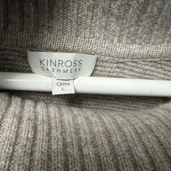 Kinross 100% Cashmere Grey Ribbed Cowl Neck Poncho Sweater - Picture 2 of 3